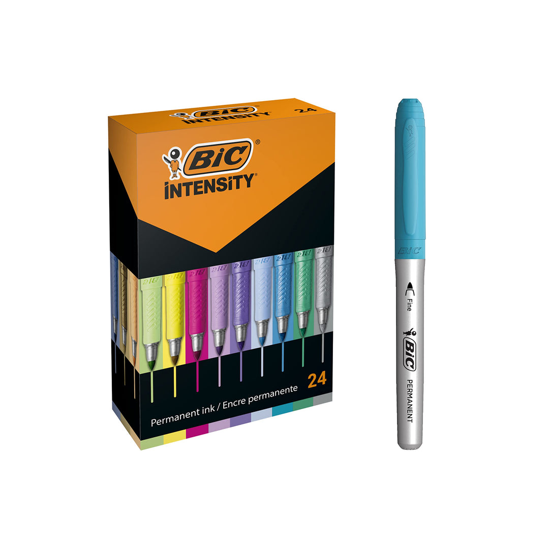 BIC Intensity Pastell Marker, in 24 verschiedenen Metallic- und Pastellfarben, geruchsarm, schnell t