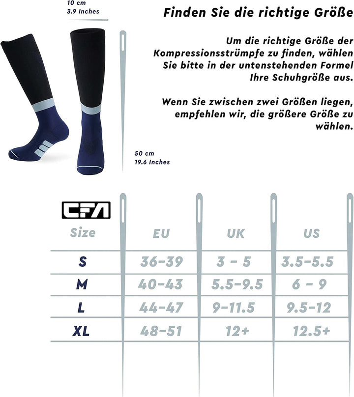 CFA V2 Kompressionsstrümpfe Damen und Herren - Ideal fürs Laufen, Fitnessstudio, Radfahren, Muskeler