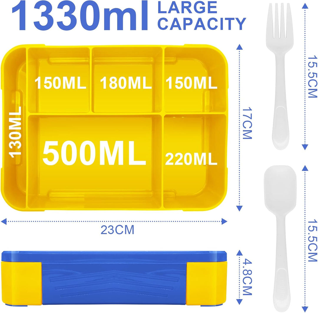 IJIAMY Brotdose Kinder mit Fächern, 1300ml Jausenbox Kinder, Auslaufsicher Bento Box, Lunchbox Kinde