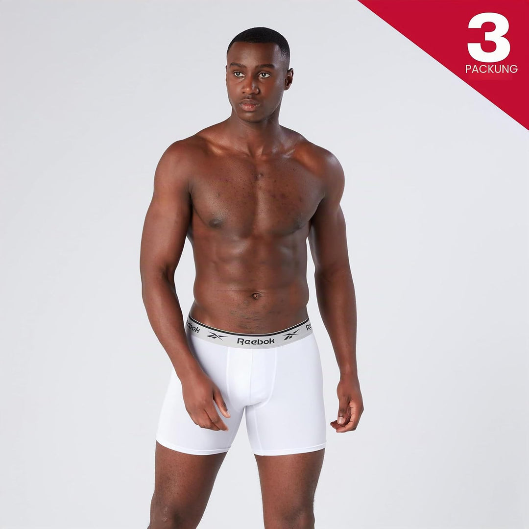 Reebok Herren Boxer Shorts L Black/White/Grey, L Black/White/Grey
