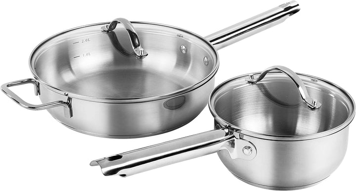 Karcher Topfset Jovita aus Edelstahl, Kochgeschirr Induktion-Kochtopf-Set, Töpfe mit Glasdeckel/Pfan