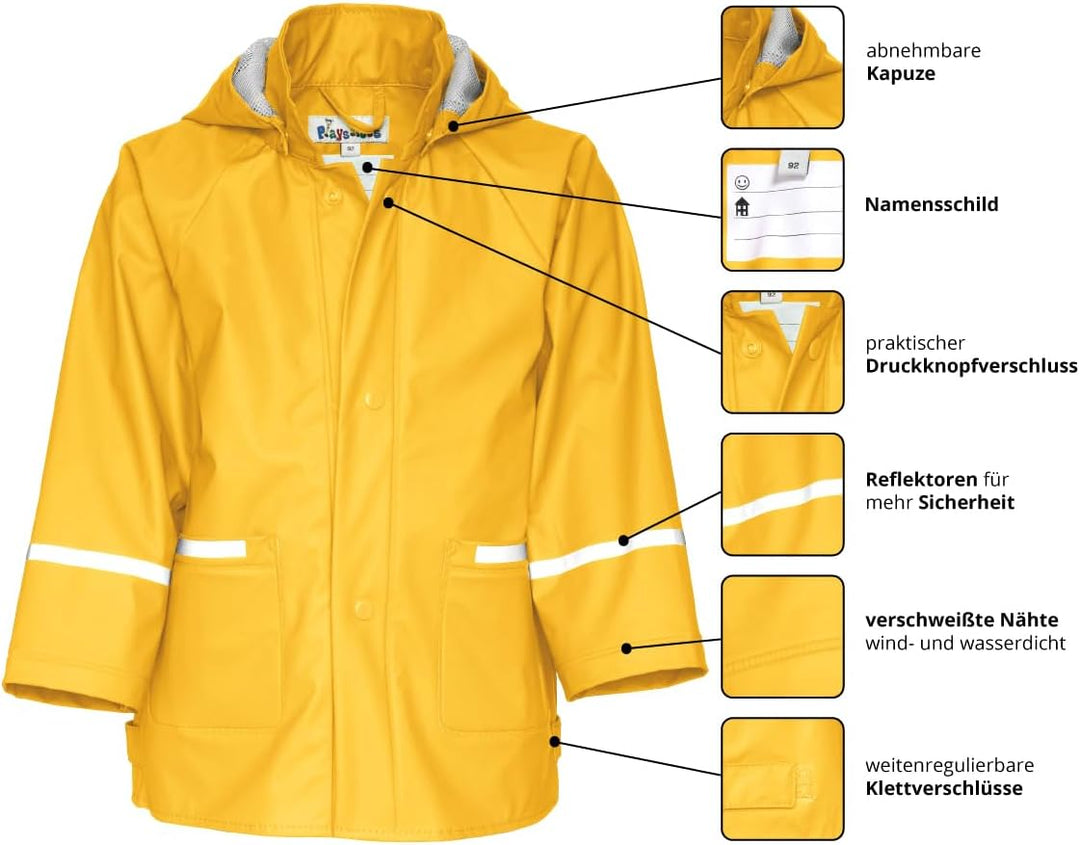 Playshoes Unisex Kinder Regenjacke Wind-und wasserdicht Regenmantel Regenbekleidung 74 Gelb, 74 Gelb