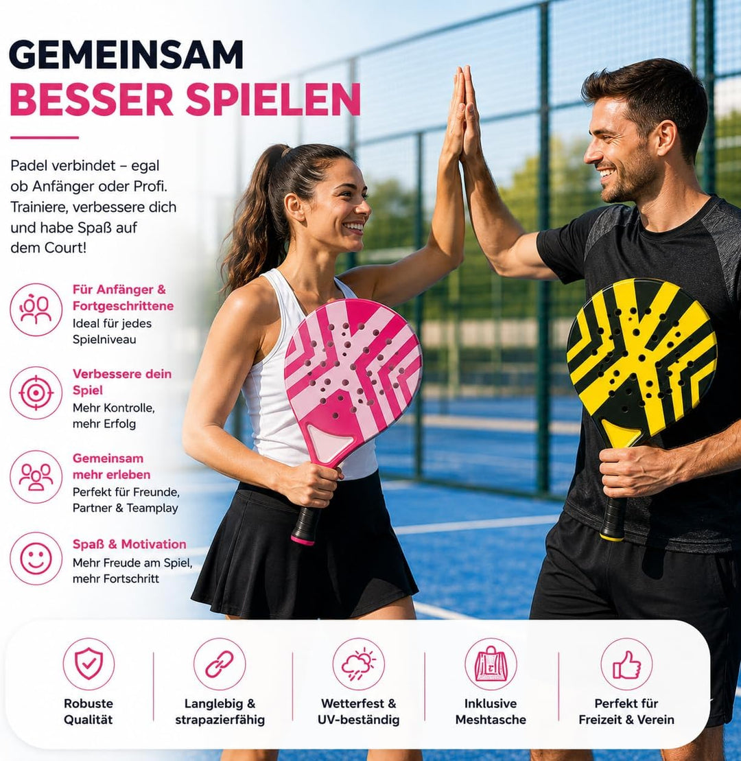 Padel Schläger Erwachsene Profi Racket Padelschläger Set mit Meshtasche Tennis Schläger für Anfänger
