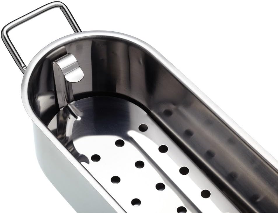 KitchenCraft Fischpochierer, Edelstahl Induktionskochfeld, spülmaschinenfeste Pochierpfanne, Pochier