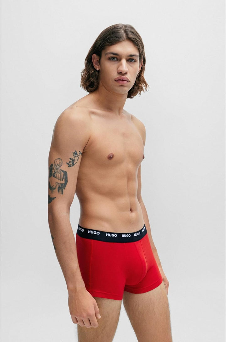 HUGO Herren Trunk Five Pack Fünfer-Pack Boxershorts aus Stretch-Baumwolle mit Logos am Bund XL Blau,