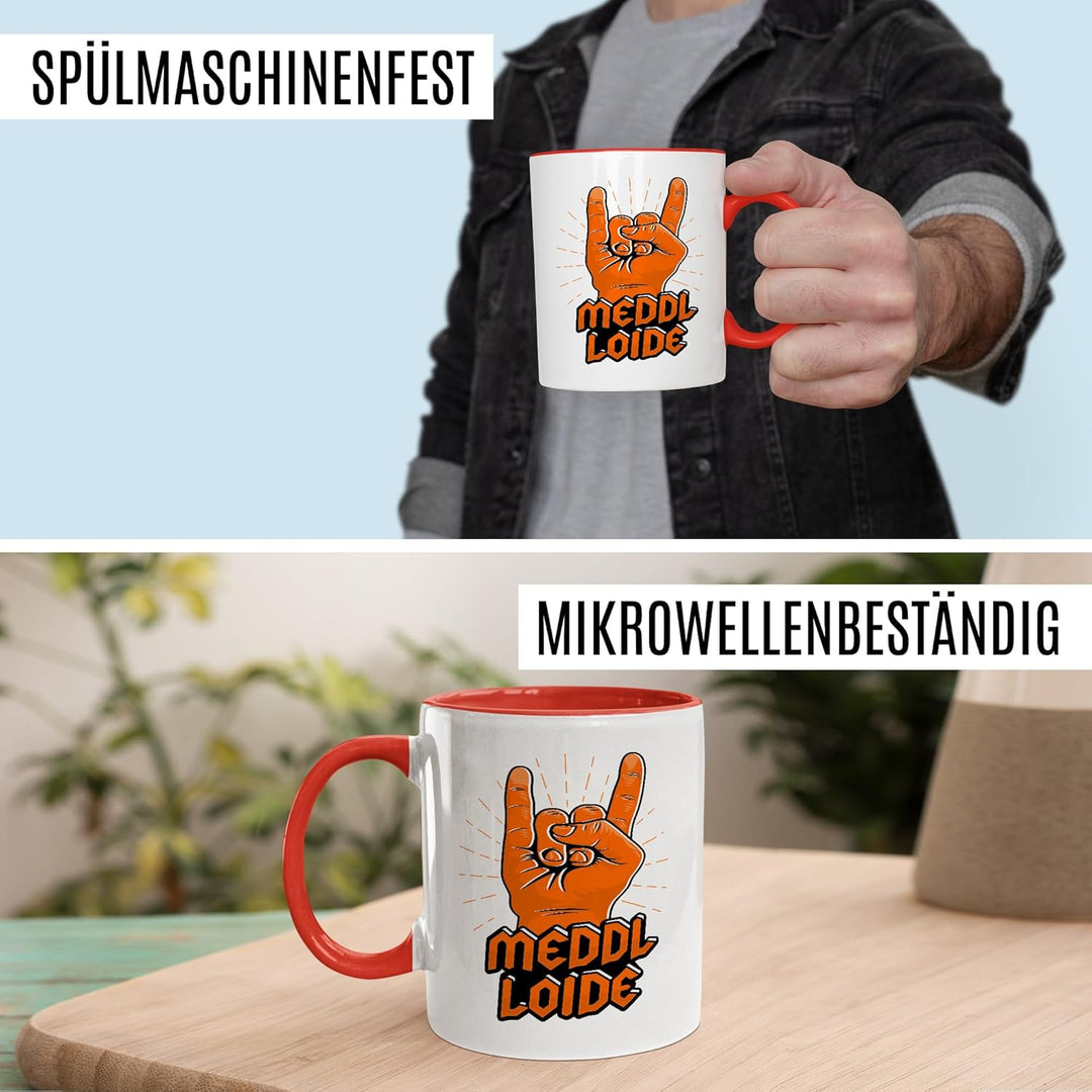 Tasse Metal Geschenk Meddl Loide, Kaffeetasse Konzert Musik Rock Meme Witzig Humor Geschenkidee Büro