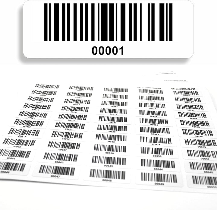Barcodeetiketten 1-1000 DGUV Prüfung Barcode Etiketten fortlaufend 5-stellig 1.000 Stck Strichcode E