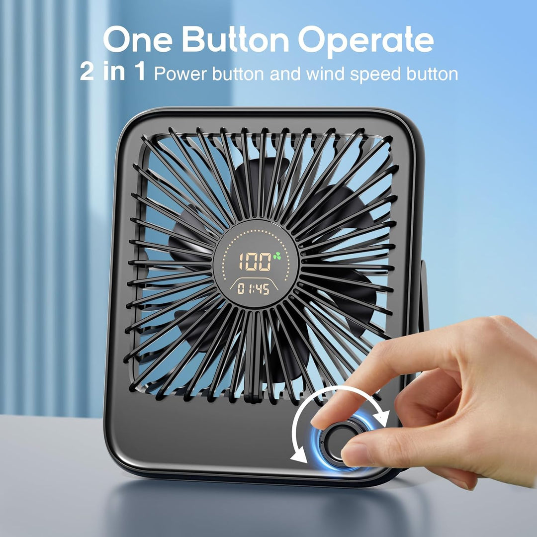 Dealswin Tischventilator Leiser Mini Ventilator mit Stufenlosem 1-100 Regler & LED-Anzeige, 3600mAh
