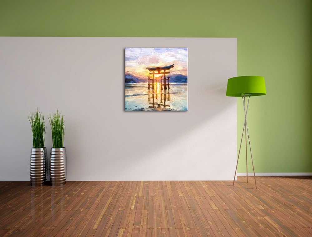 Pixxprint Torii in Miyajima als Leinwandbild Quadratisch/Grösse: 70x70 / Wandbild/Kunstdruck/fertig