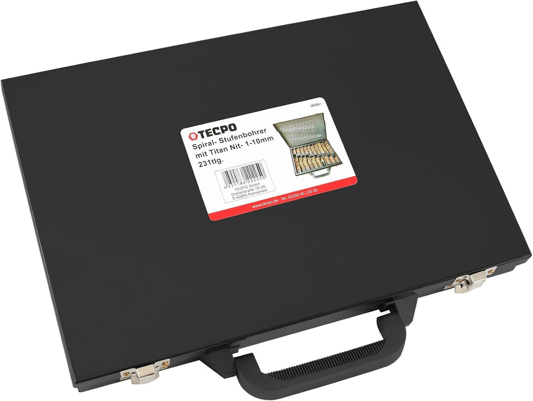 TECPO HSS Titan Spiralbohrer Satz mit Stufenbohrer 231-teilig Bohrer Set 1-10 mm