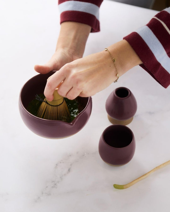 Point-Virgule Matcha-Set, Matcha-Schneebesen und Ständer, Matcha-Schneebesen und Ständer