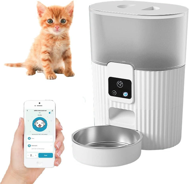 Smart Futterautomat für Katze, WiFi Katzenfutterautomat mit App-Steuerung, transparente Futterbehält