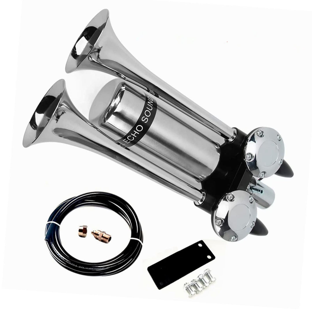 Autohupe Bootshupe 175DB Car Horn Schiffshupe Verlängern Sie den Ton Doppelrohrhupe Lufthupe Silber