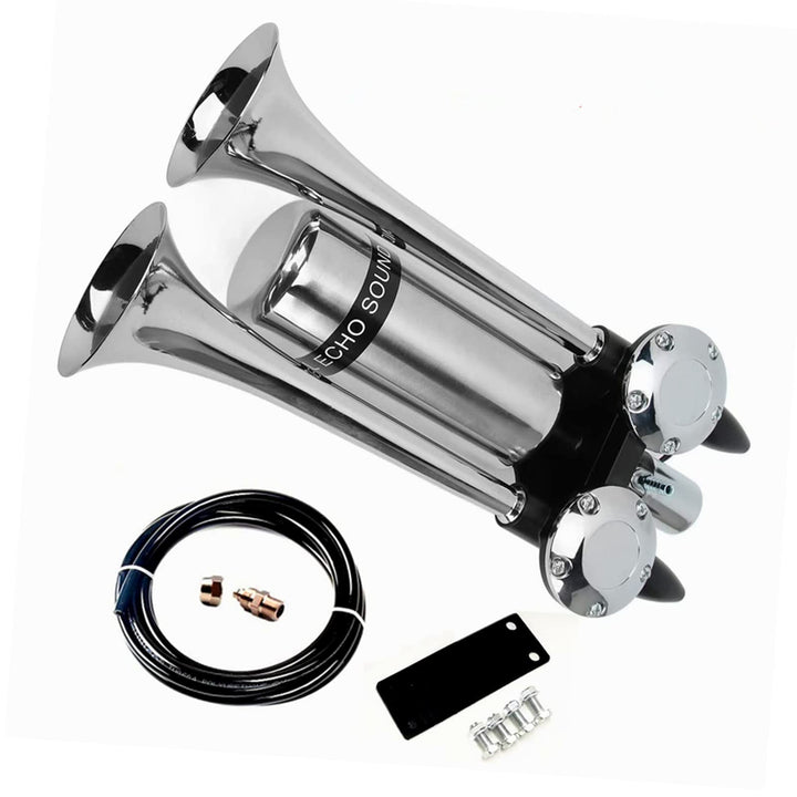 Autohupe Bootshupe 175DB Car Horn Schiffshupe Verlängern Sie den Ton Doppelrohrhupe Lufthupe Silber