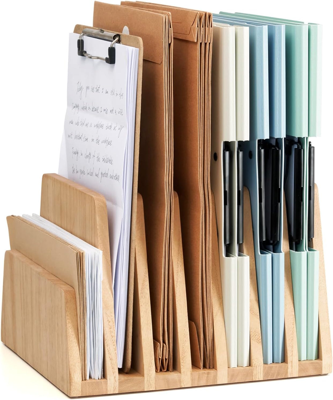 KIRIGEN hölzernen Schreibtisch Mail Organizer 7 Slots File Paper Holder Desktop Holz Dokument Letter