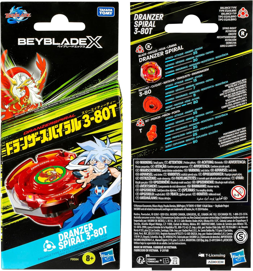 Beyblade X Dranzer Spiral 3-80T Jahrestag X-Over Balance Typ Rechtsdrehendes Top und Launcher; Beste