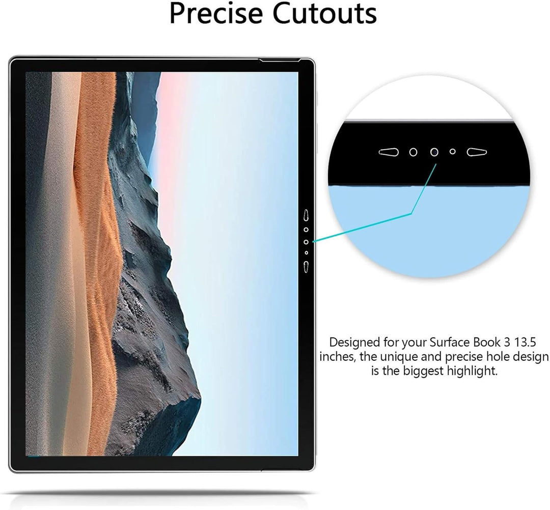 MEGOO [2 Stücke] Surface Book 3 Displayschutzfolie, präzise ausgeschnittenes gehärtetes Glas, einfac