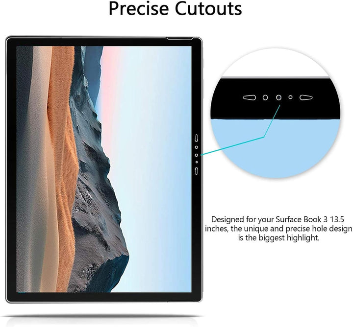 MEGOO [2 Stücke] Surface Book 3 Displayschutzfolie, präzise ausgeschnittenes gehärtetes Glas, einfac