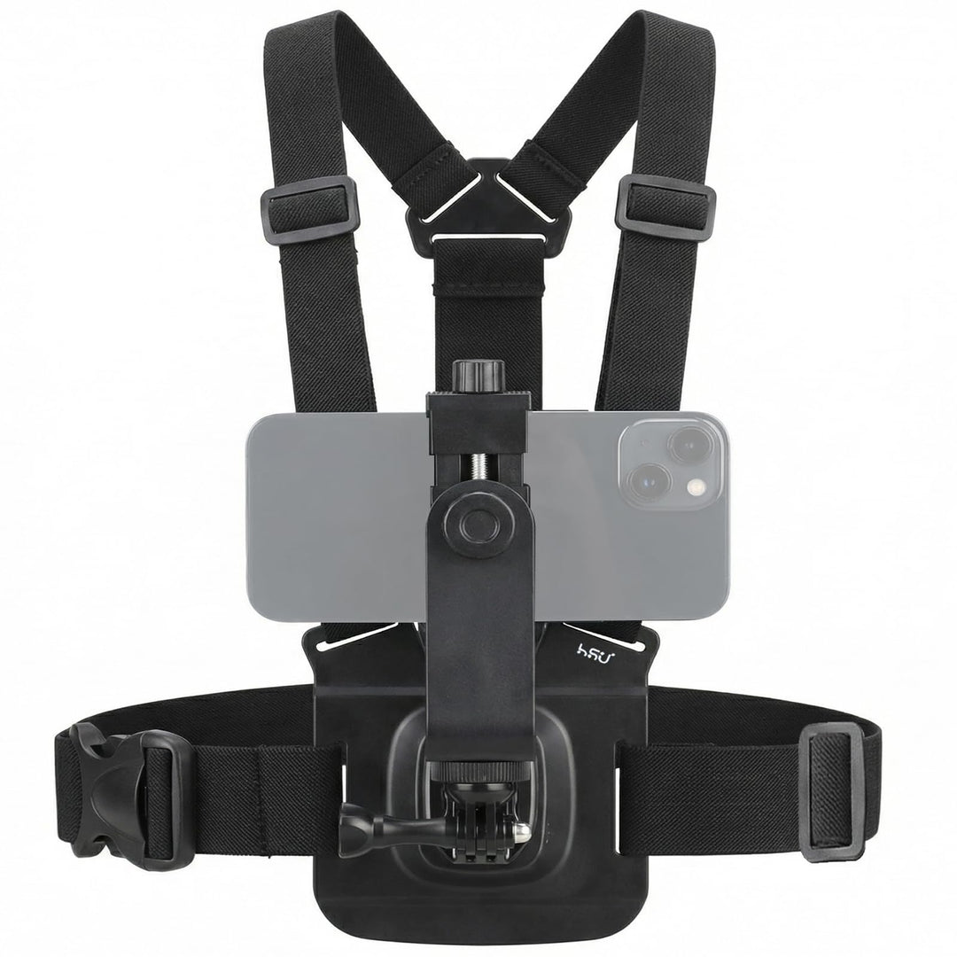 HSU Handy-Brusthalterung Brustgurt Handyhalterung, mit Schnellverschluss J-Hook Clip für Action Kame