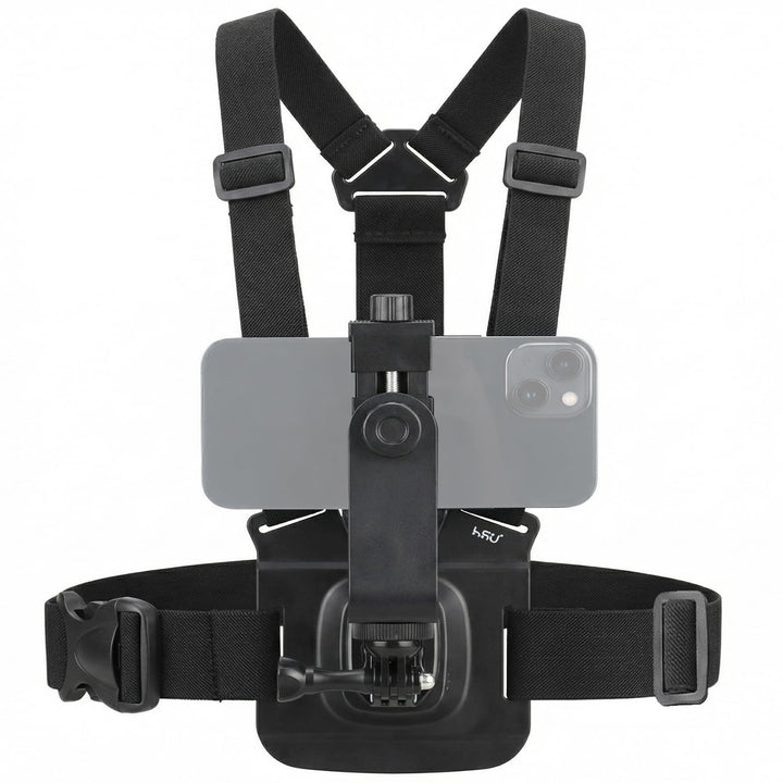 HSU Handy-Brusthalterung Brustgurt Handyhalterung, mit Schnellverschluss J-Hook Clip für Action Kame