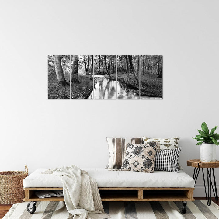 Runa Art Bild Wald Landschaft Wandbilder auf Vlies Leinwand 5 Teilig Wanddekoration Schlafzimmer Woh