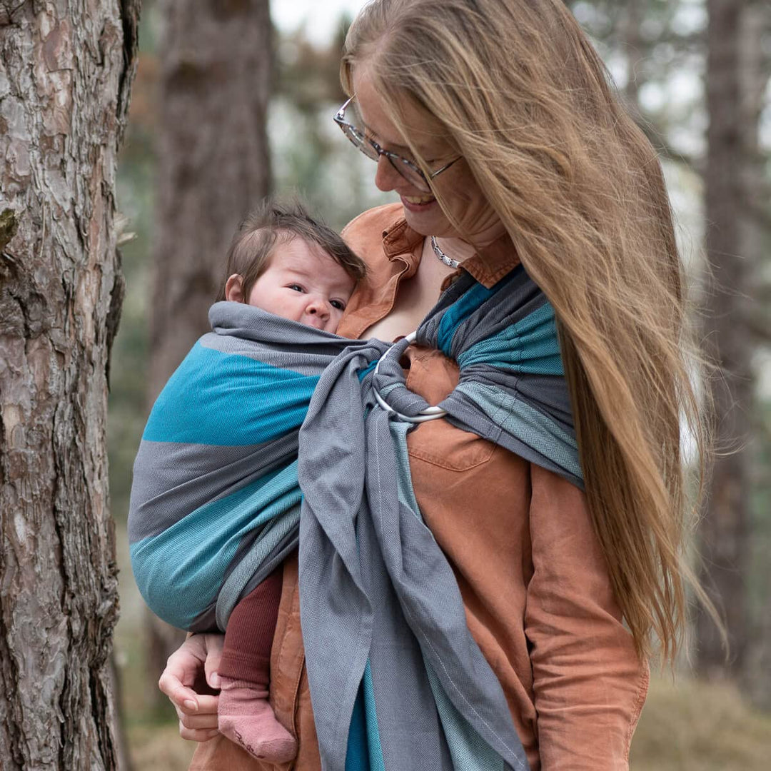 Hoppediz Ring-Sling, Baby-Tragetuch ab Geburt, 100 % schadstoffgeprüfte Baumwolle, Design Brighton,