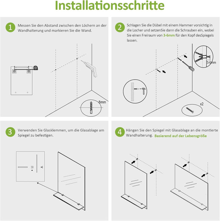 S'AFIELINA Spiegel mit Ablage 45x60 cm Badspiegel mit Ablagen wandspiegel mit ablage Dekospiegel Typ