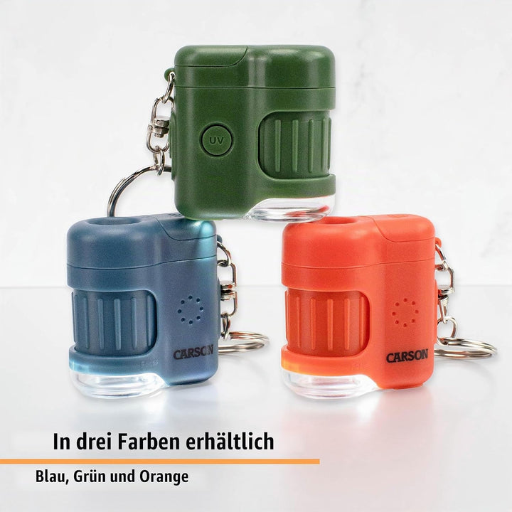 Carson MicroMini 20x LED Taschenmikroskop mit UV-Licht und Taschenlampenfunktion, Safari Green (MM-2