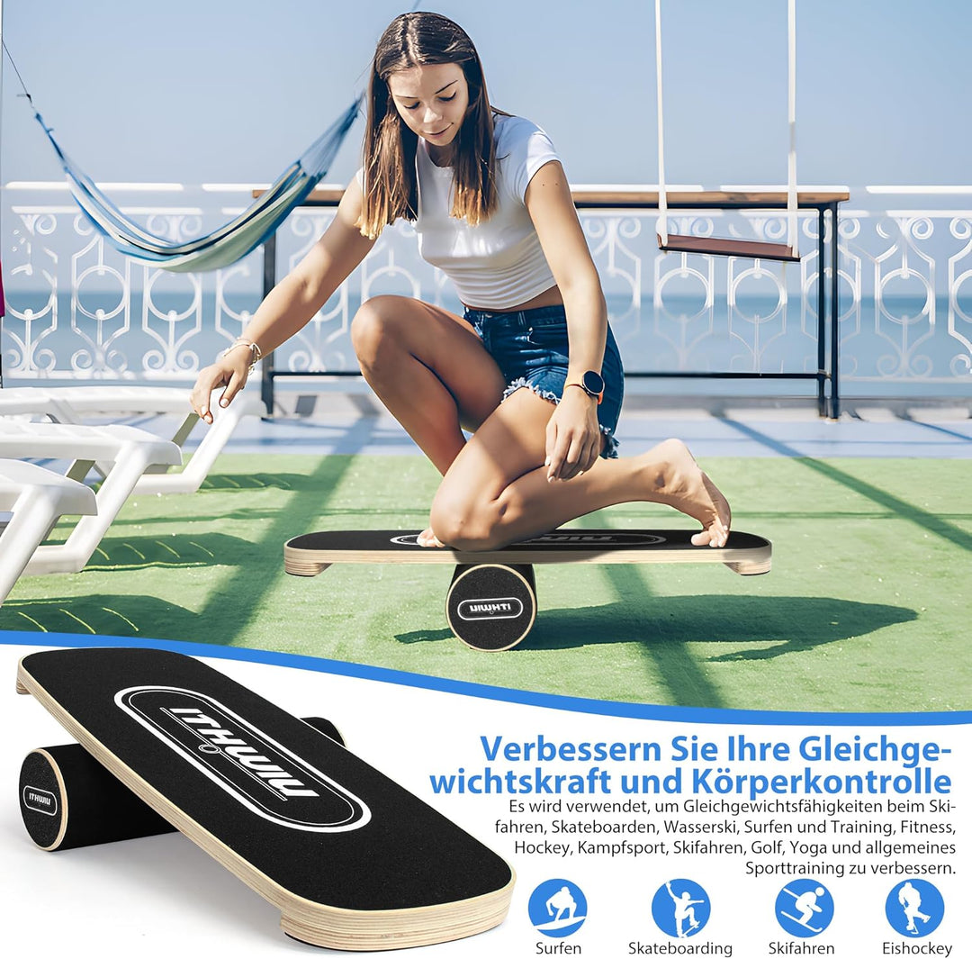 Balance Board Roller Holz Trainer Rollbrett Balance Trainingsbrett Rutschfeste Oberfläche Körperkont