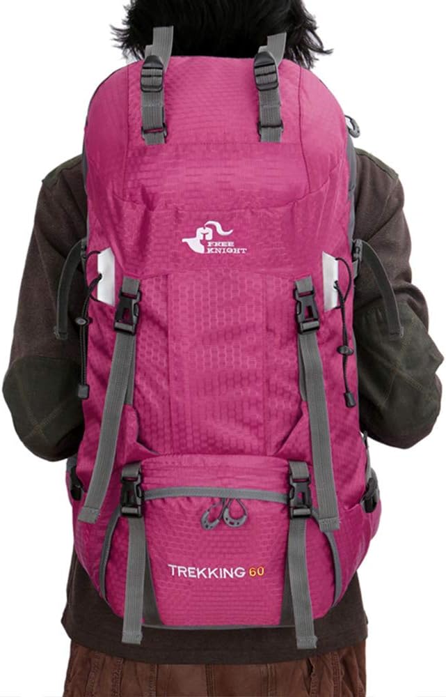 Bseash 60L Wasserdichter leichter Wanderrucksack mit Regenschutz, Outdoor Sport Tagesrucksack Multif