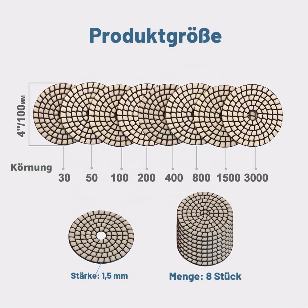 HIGHDRIL Trocken Diamant Polierscheibe - 8 Stk. (