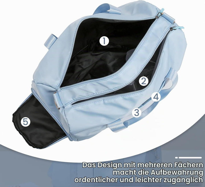 Sporttaschen für Damen und Herren, Reisetasche und Handtaschen - mit Schuhfach und Nassfach - Travel