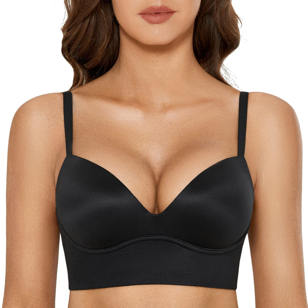 DOBREVA BH Damen ohne Bügel Push Up T Shirt BHS Gepolstert Bustier Soft Nahtloser 70E Schwarz, 70E S