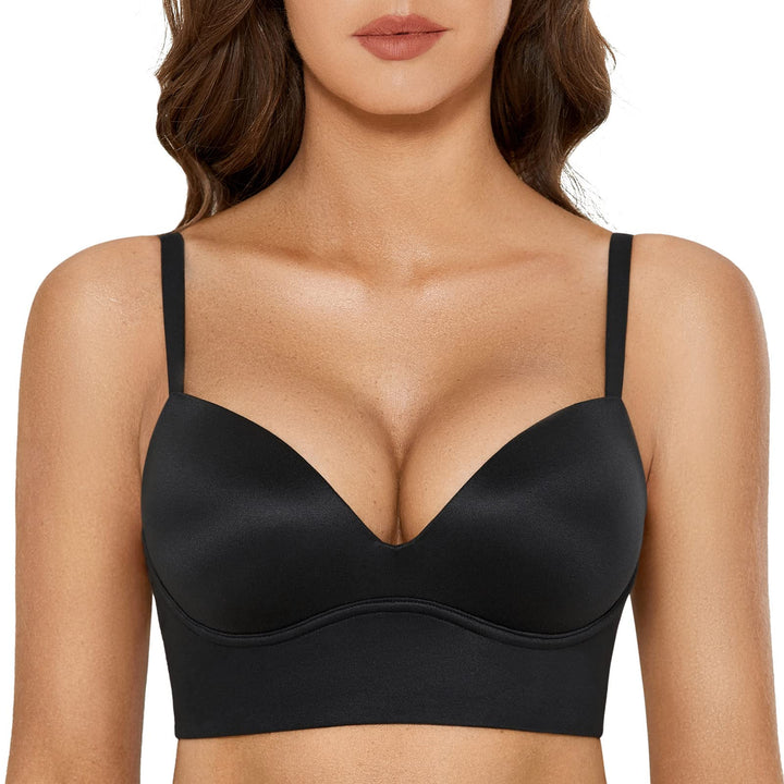 DOBREVA BH Damen ohne Bügel Push Up T Shirt BHS Gepolstert Bustier Soft Nahtloser 70E Schwarz, 70E S