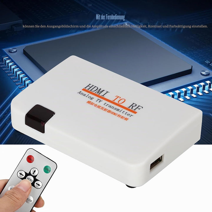 HDMI-HF-Modulator HDMI-zu-HF-Koaxialkonverter Koax-Adapter 1080P-Analog-TV-Sender für DVD-Spielkonso