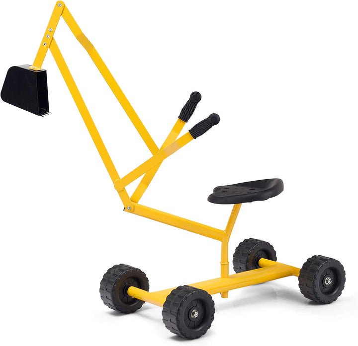 GOPLUS Kinder Sitzbagger, Sandbagger Aufsitzbagger mit 360°drehbarem Sitz & grosser Schaufel & Gummi