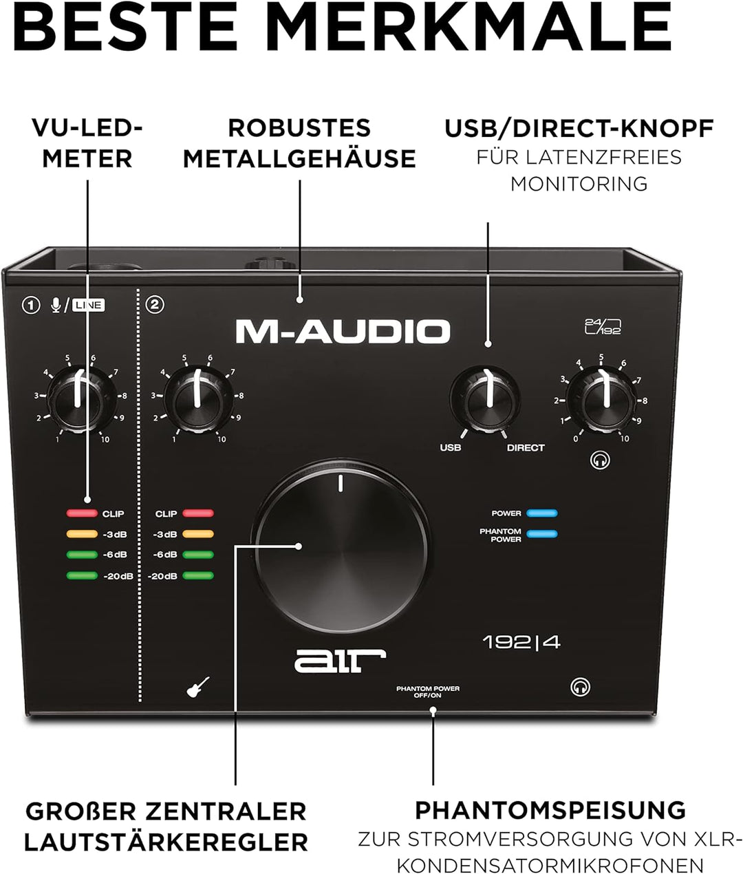 M-Audio BX3 und AIR 192 4-3.5" Studio-Monitore 120w und USB Audio Interface für Recordind und Multim