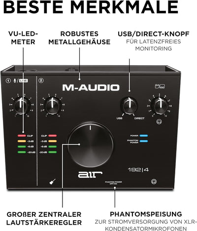 M-Audio BX3 und AIR 192 4-3.5" Studio-Monitore 120w und USB Audio Interface für Recordind und Multim