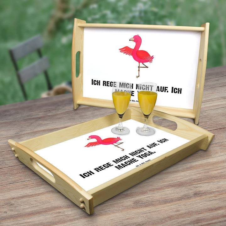 Mr. & Mrs. Panda Bett-Tablett Flamingo Yoga - Geschenk, Serviertablett, Achtsamkeit, Entspannung, Ro