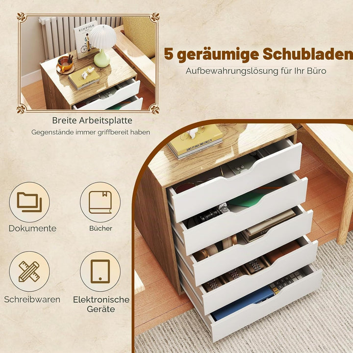 GIANTEX Aktenschrank auf Rollen, Rollcontainer mit Schubladen, mobiler Druckerständer für Home-Offic