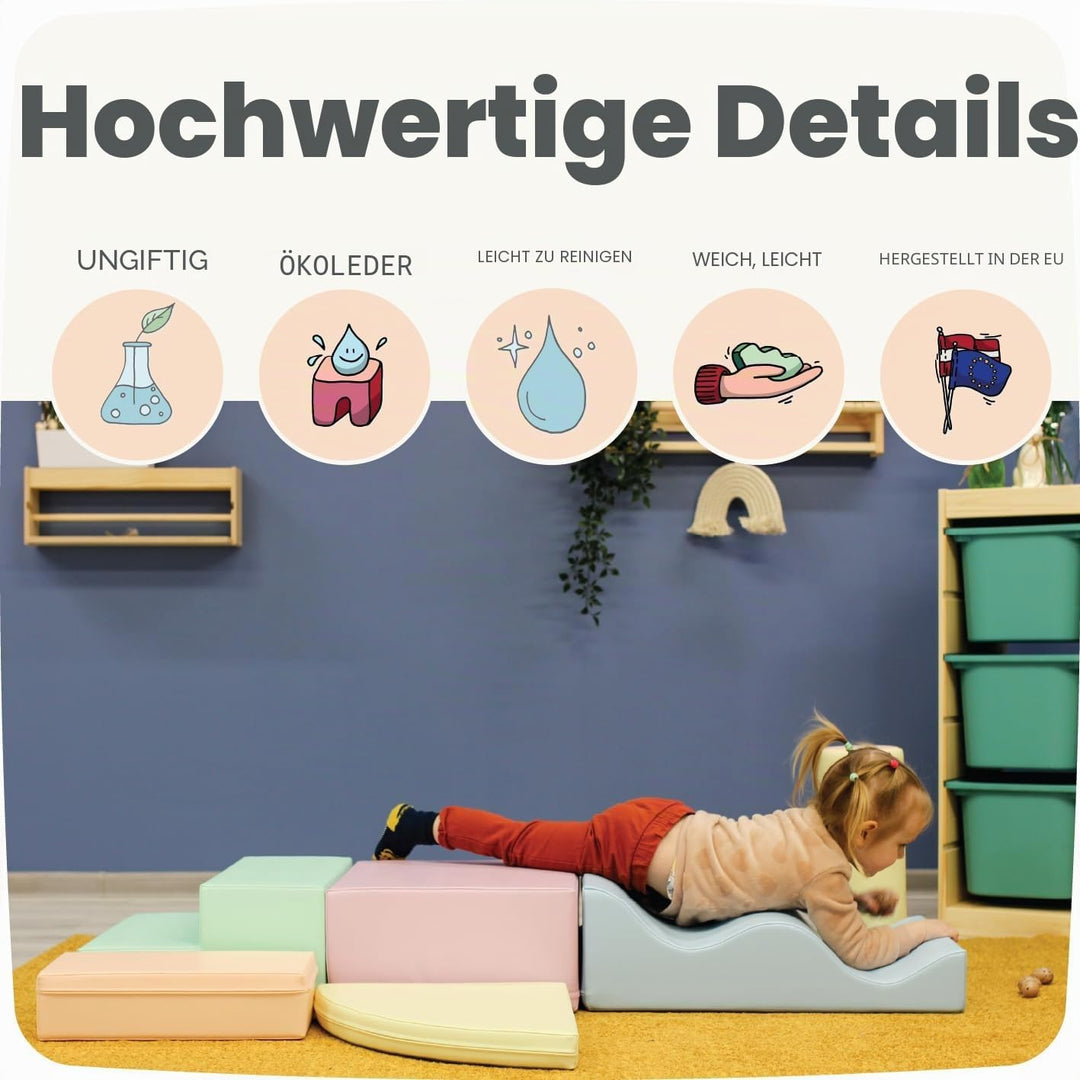 IGLU SOFT PLAY Explorer Set 6 STK Softbausteine Motorische Fähigkeiten Riesenbausteine Klettern Scha
