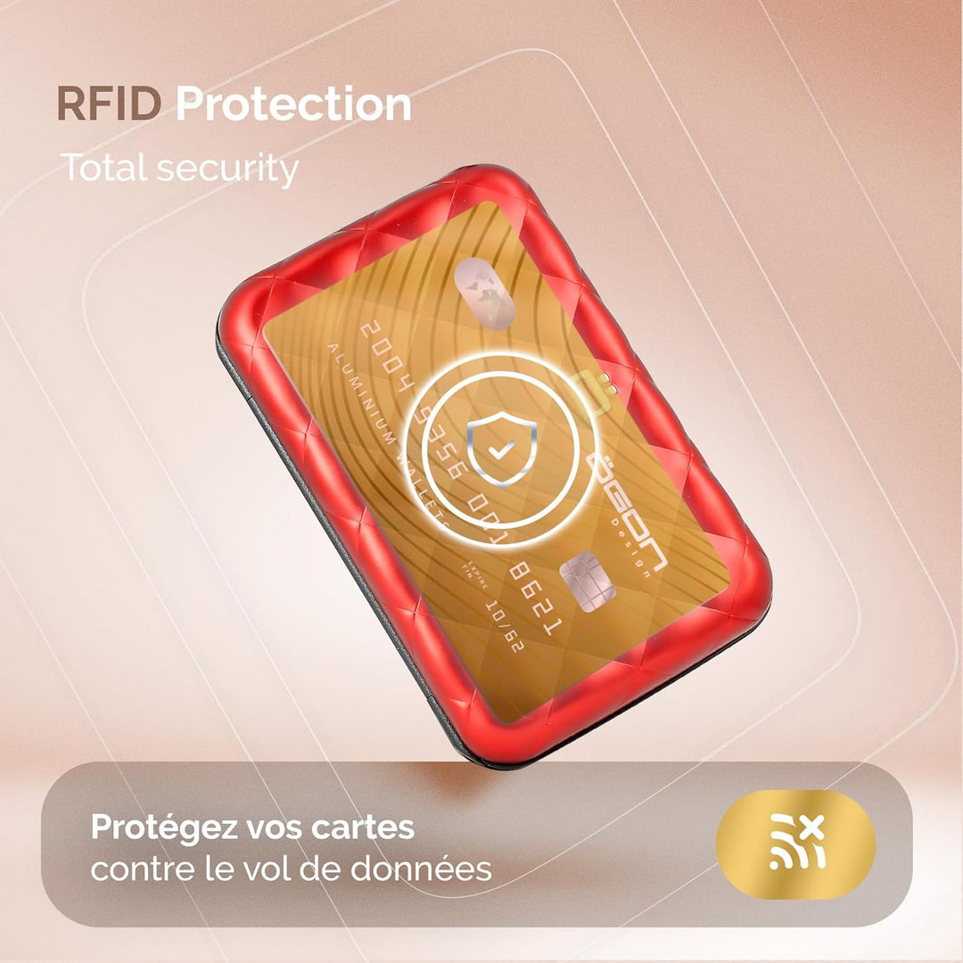 ÖGON Smart Wallets - Aluminium Geldbörse Quilted Button für Damen - RFID-Schutz - Bis zu 10 Karten u