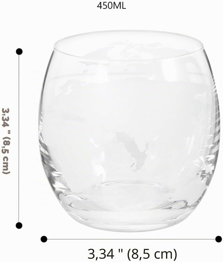 DOITOOL 2 Stück Whiskygläser Neuheit Getränkegläser Rum Felsen Glas Klarglas Cocktailbecher Weltkart