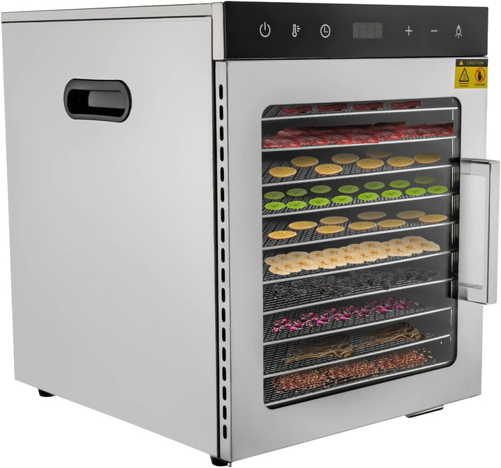 BJTDLLX Dörrautomat Edelstahl Premium Lebensmittel Dehydrator mit 10 Einlegefächer, Lebensmitteltroc