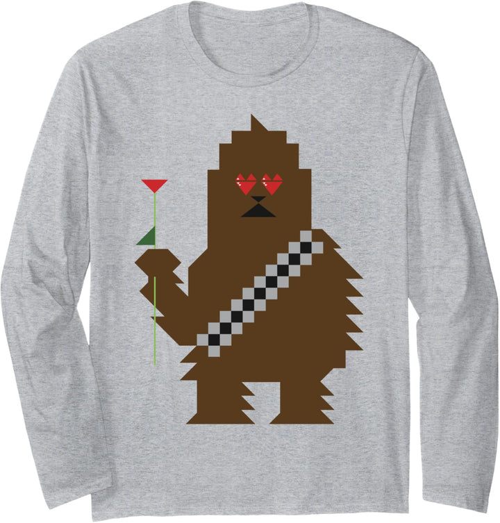 Star Wars Chewbacca 8-Bit Heart Eyes Valentine Langarmshirt