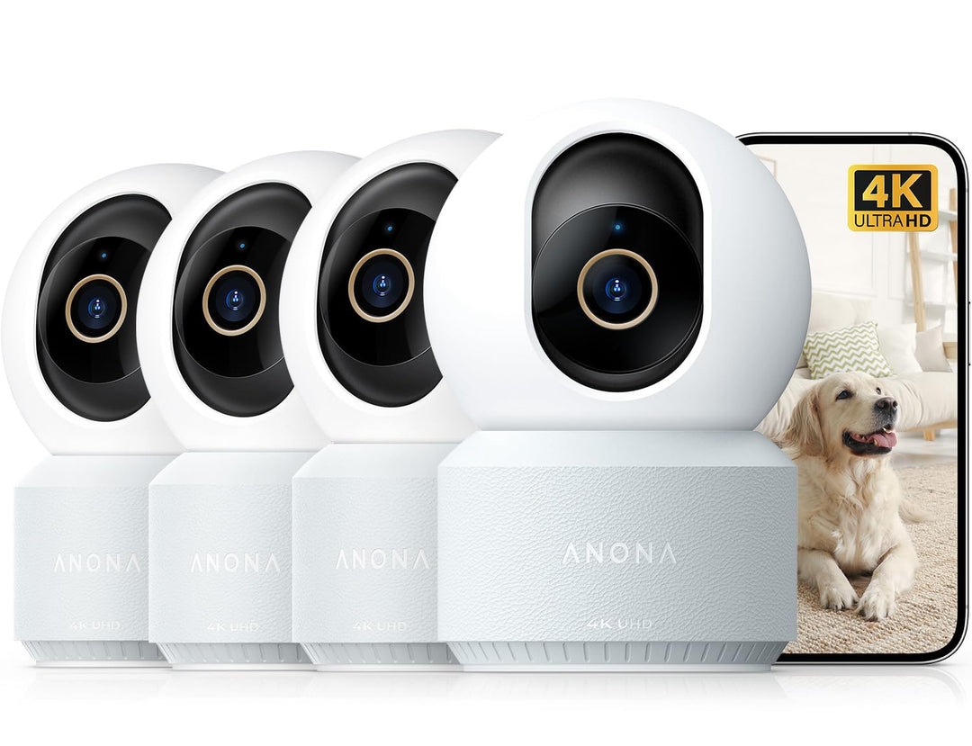 Anona Pano 4K UHD Indoor-Überwachungskamera (4er-Pack), 360°-Schwenk- und Tracking-Dome-Kamera für d