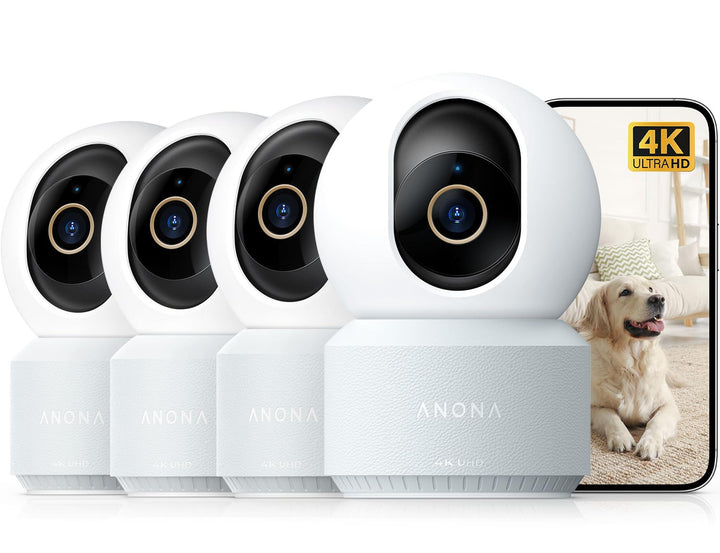 Anona Pano 4K UHD Indoor-Überwachungskamera (4er-Pack), 360°-Schwenk- und Tracking-Dome-Kamera für d