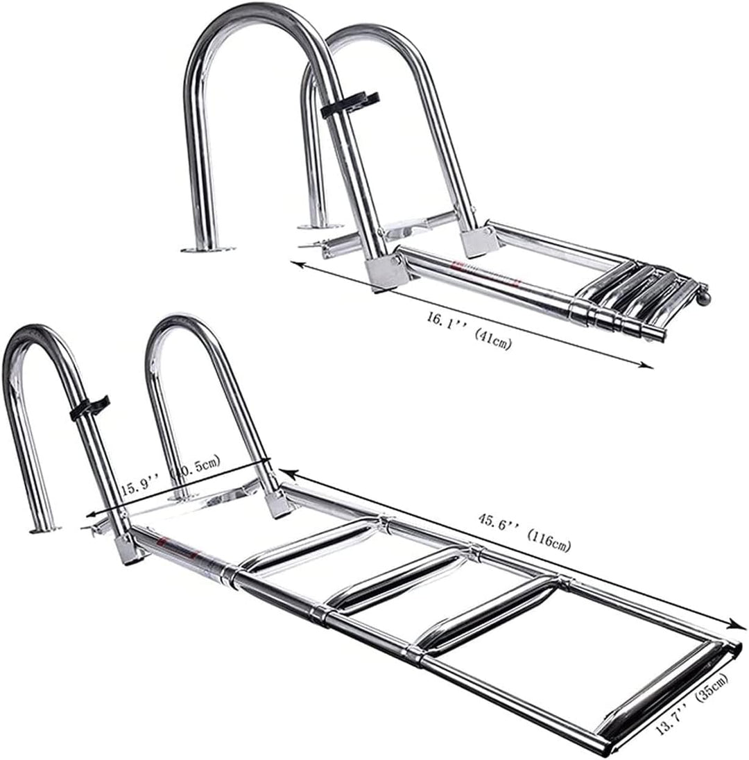 MiiR Badeleiter Boot Poolleiter Edelstahl 4-stufige Poolleiter Mit Rutschfesten Stufen Für Yachtdeck