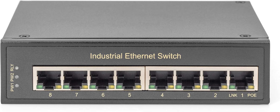 DIGITUS Netzwerk-Switch 8-Port - Hutschiene oder Wand-Montage - Gigabit Ethernet RJ45 Buchsen - DIN-