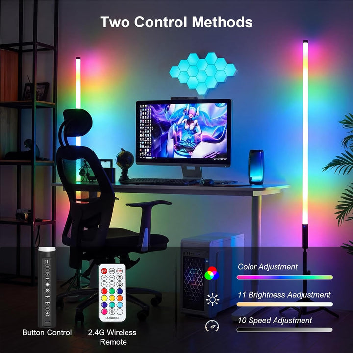2 Stück 120cm LED Videolicht Mood1 Pro mit Stativ, LED Handheld Fotografie Lichtdimmbar und Musikmod